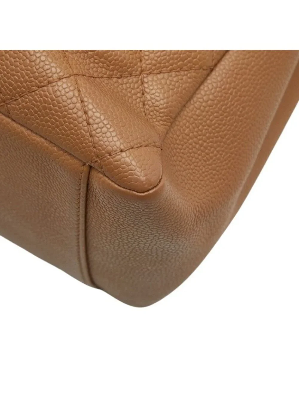 Chanel Quilted CC Logo Grand Shopping Tote GST Chain Shoulder Bag Beige Caviar